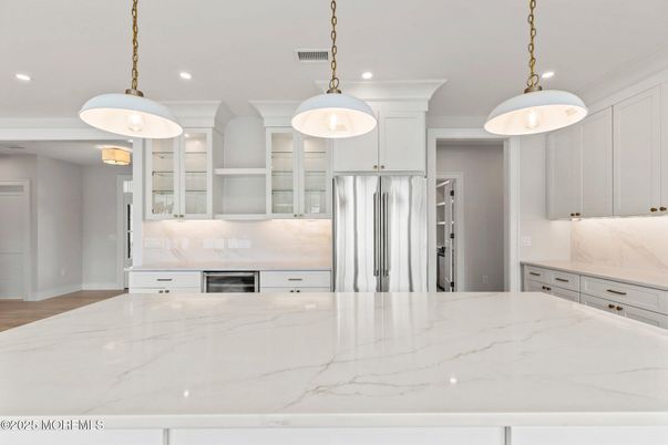 Interior, Kitchen, Pendant Lights, Recessed Lighting, Wood Texture Flooring
