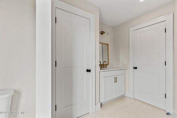 Bathroom, Interior, Recessed Lighting, Wood Texture Flooring