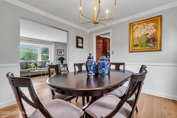 Chandelier, Dining room, Interior, Wood Texture Flooring