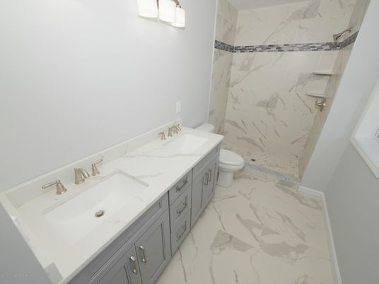 Bathroom, Dual Sink Vanities, Interior, Marble, Marble Walls