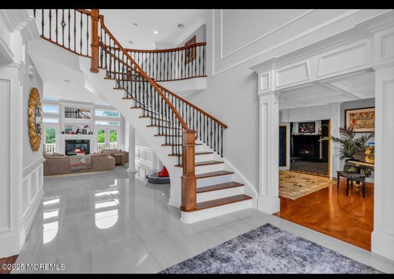 Fireplace, Interior, Recessed Lighting, Wood Texture Flooring