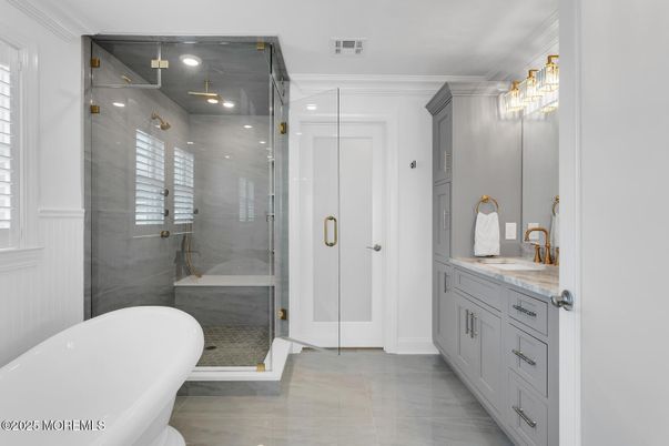 Bathroom, Glass Shower, Interior, Recessed Lighting