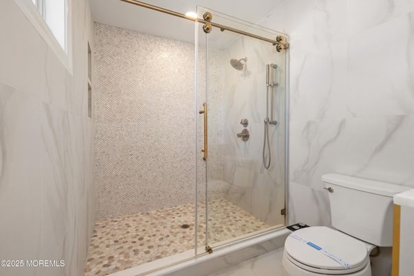 Bathroom, Glass Shower, Interior, Marble Walls