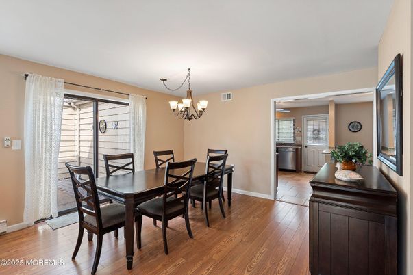 Chandelier, Dining room, Interior, Wood Texture Flooring