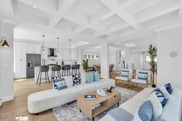 Interior, Kitchen, Living room, Pendant Lights, Recessed Lighting, Stainless Steel Appliances, Wood Texture Flooring