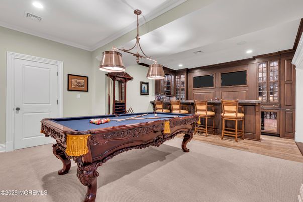 Billiard Table, Game Room, Interior, Pendant Lights, Recessed Lighting