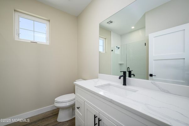 Bathroom, Interior, Recessed Lighting, Wood Texture Flooring
