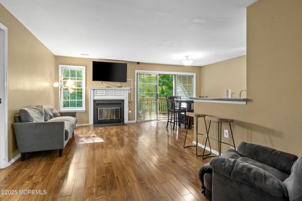 Dining room, Fireplace, Interior, Living room, Wood Texture Flooring
