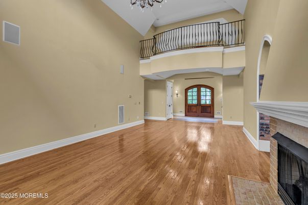 Fireplace, Interior, Recessed Lighting, Wood Texture Flooring
