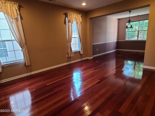 Empty room, Interior, Pendant Lights, Recessed Lighting, Wood Texture Flooring