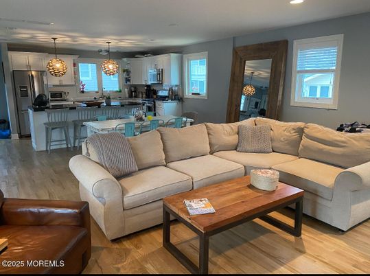 Interior, Kitchen, Living room, Pendant Lights, Recessed Lighting, Stainless Steel Appliances, Wood Texture Flooring