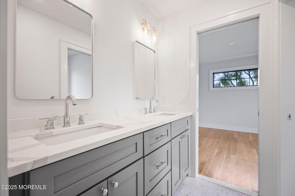 Bathroom, Dual Sink Vanities, Interior, Wood Texture Flooring
