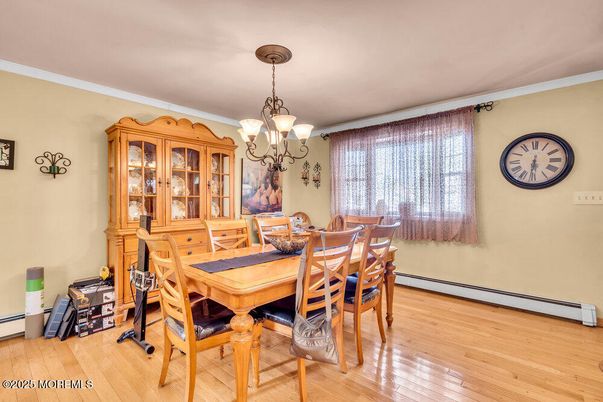 Chandelier, Dining room, Interior, Wood Texture Flooring