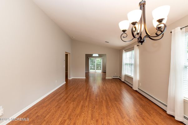 Chandelier, Empty room, Interior, Wood Texture Flooring