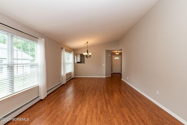 Chandelier, Empty room, Interior, Wood Texture Flooring
