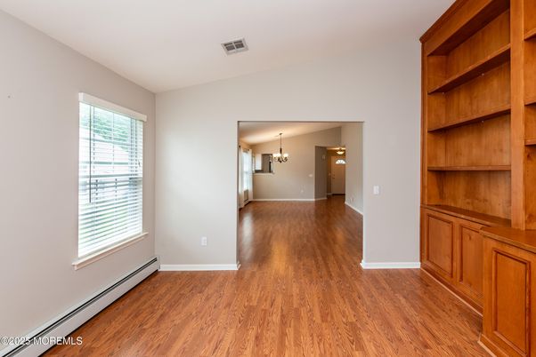 Chandelier, Empty room, Interior, Wood Texture Flooring