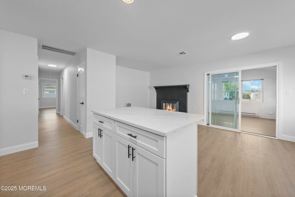 Fireplace, Interior, Recessed Lighting, Wood Texture Flooring