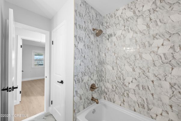Bathroom, Interior, Marble, Marble Walls, Wood Texture Flooring