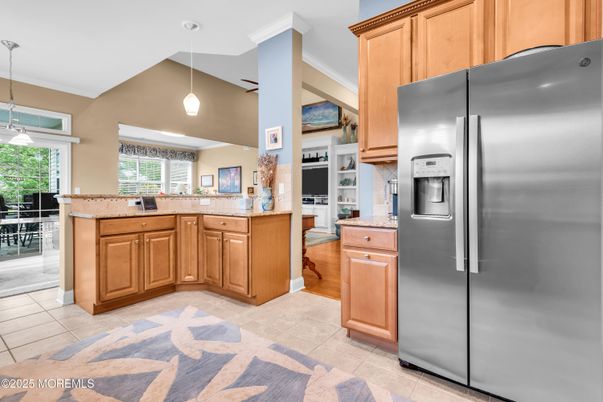 Interior, Kitchen, Pendant Lights, Wood Texture Flooring