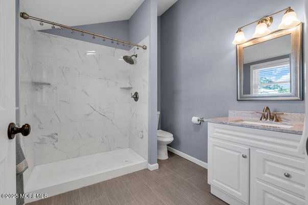 Bathroom, Interior, Marble Walls, Tile Countertops