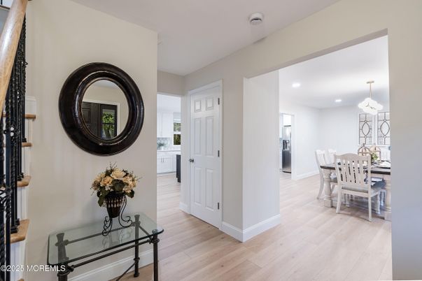 Dining room, Interior, Pendant Lights, Recessed Lighting, Wood Texture Flooring