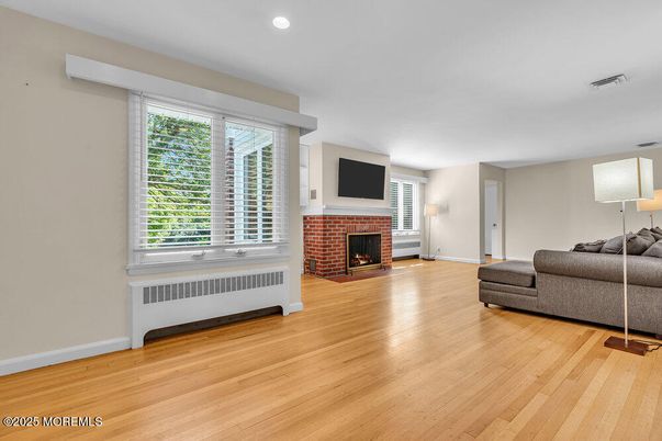 Fireplace, Interior, Recessed Lighting, Wood Texture Flooring