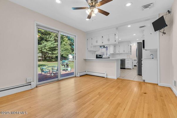 Interior, Kitchen, Recessed Lighting, Wood Texture Flooring