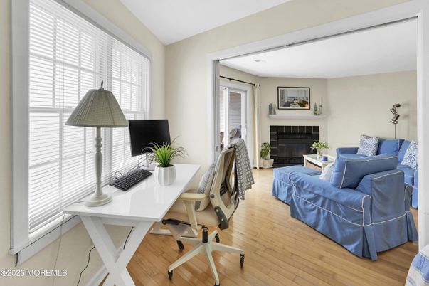 Fireplace, Home Office, Interior, Wood Texture Flooring