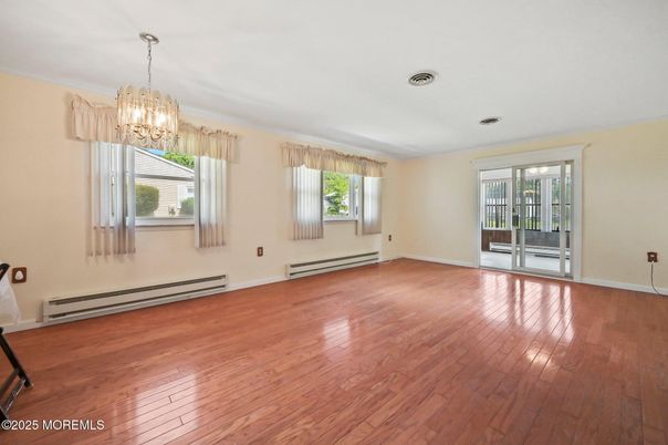 Chandelier, Empty room, Interior, Wood Texture Flooring