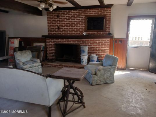 Fireplace, Interior, Stone Walls, Wooden Beams