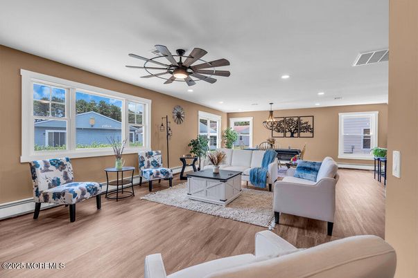 Chandelier, Dining room, Interior, Living room, Recessed Lighting, Wood Texture Flooring