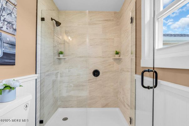 Bathroom, Glass Shower, Interior, Marble Walls