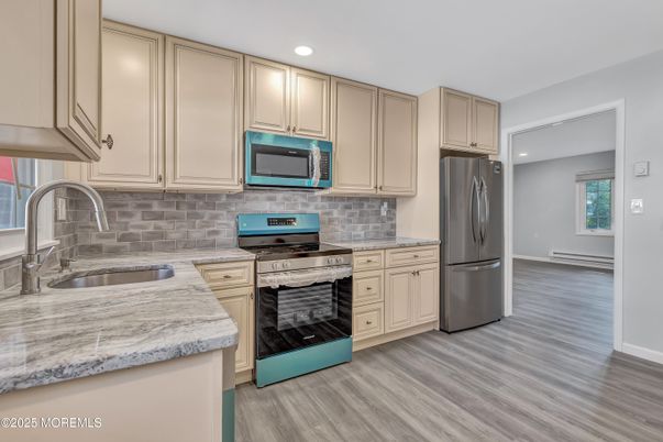 Interior, Kitchen, Recessed Lighting, Wood Texture Flooring