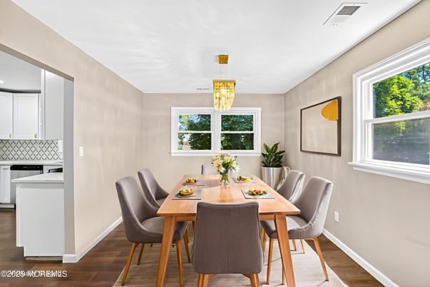 Chandelier, Dining room, Interior, Wood Texture Flooring