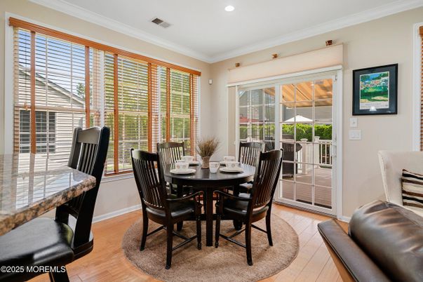 Dining room, Interior, Recessed Lighting, Wood Texture Flooring