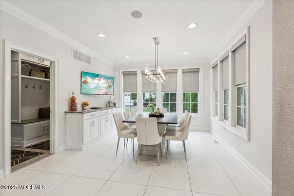 Chandelier, Dining room, Interior, Recessed Lighting