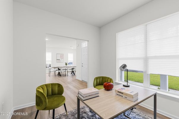 Home Office, Interior, Recessed Lighting, Wood Texture Flooring