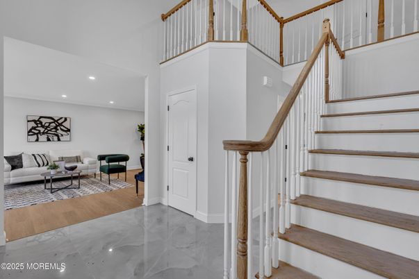 Interior, Living room, Marble, Recessed Lighting, Wood Texture Flooring