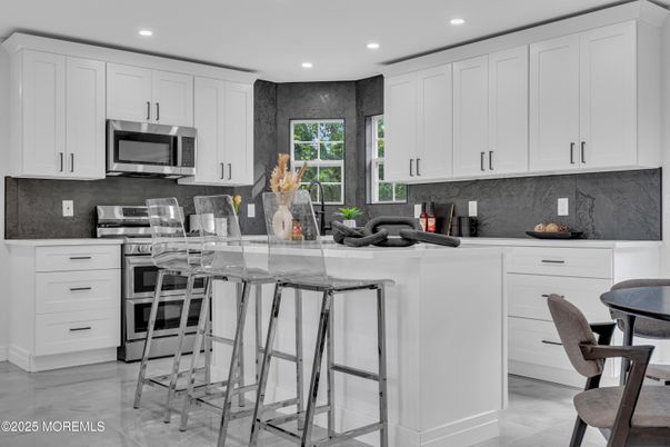 Interior, Kitchen, Marble, Recessed Lighting, Stainless Steel Appliances