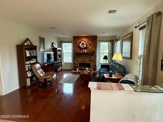 Fireplace, Interior, Living room, Stone Walls, Wood Texture Flooring