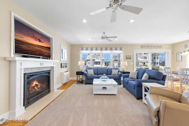 Dining room, Fireplace, Interior, Living room, Recessed Lighting