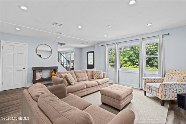 Interior, Living room, Recessed Lighting, Wood Texture Flooring
