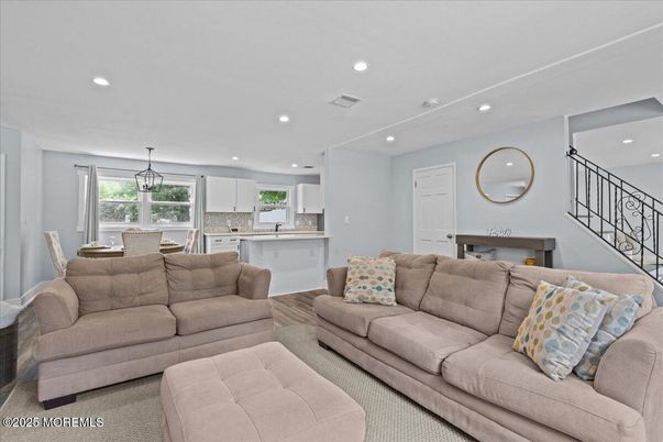 Dining room, Interior, Kitchen, Living room, Pendant Lights, Recessed Lighting, Wood Texture Flooring