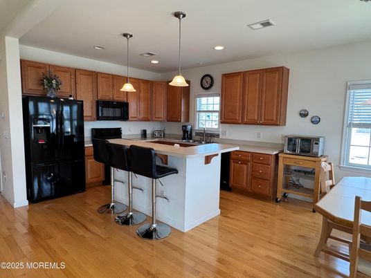Interior, Kitchen, Pendant Lights, Recessed Lighting, Wood Texture Flooring