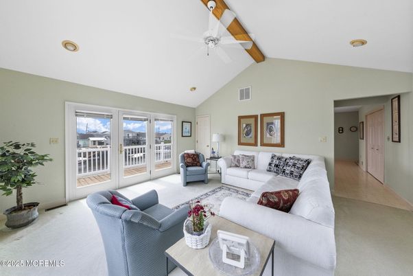 Interior, Living room, Recessed Lighting, Wooden Beams