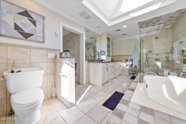 Bathroom, Dual Sink Vanities, Glass Shower, Interior, Recessed Lighting