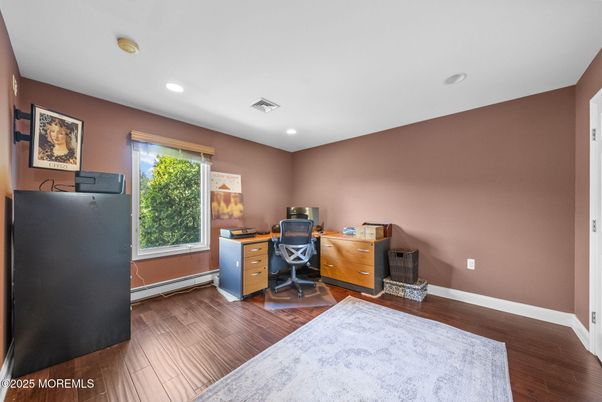 Home Office, Interior, Recessed Lighting, Wood Texture Flooring