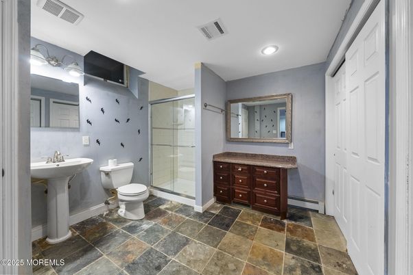 Bathroom, Glass Shower, Interior, Recessed Lighting