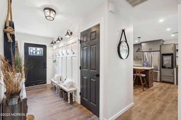 Dining room, Interior, Kitchen, Recessed Lighting, Stainless Steel Appliances, Wood Texture Flooring