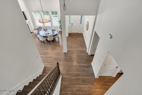 Chandelier, Dining room, Interior, Wood Texture Flooring